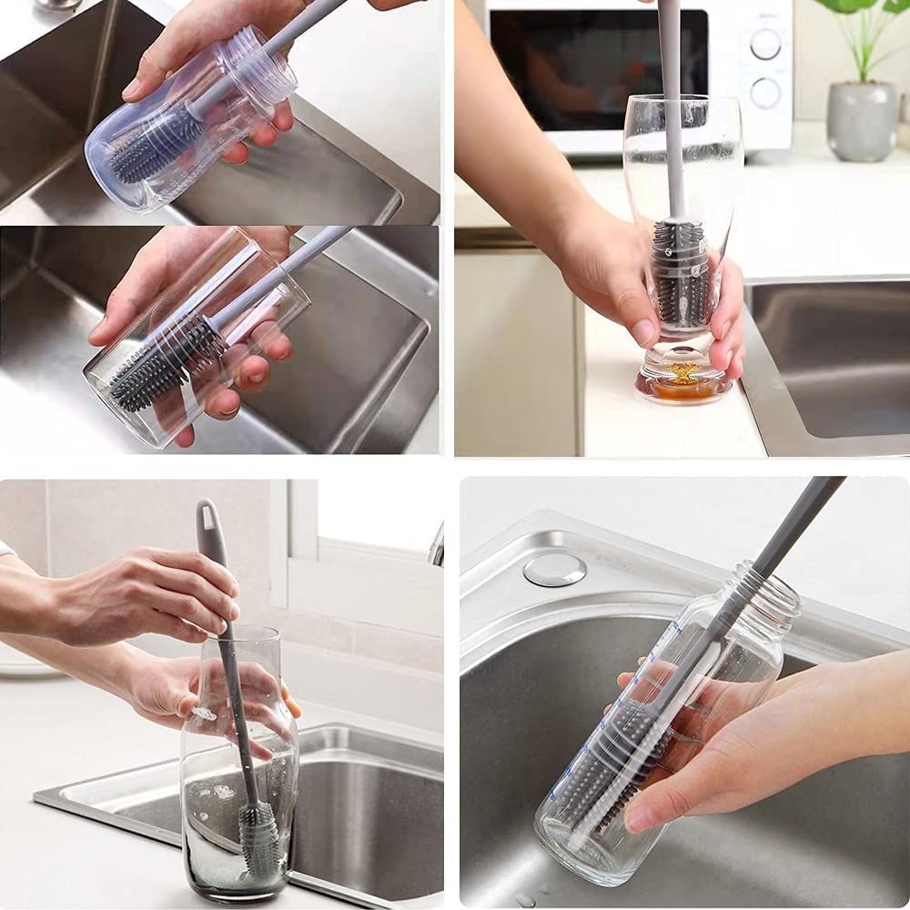 Mess-Free Bottle Cleaning Brush + Gym Water Bottle Set.