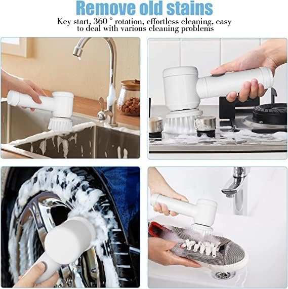 Electric Rotary Cleaning Brush — 3 Heads, Effortless Deep Clean