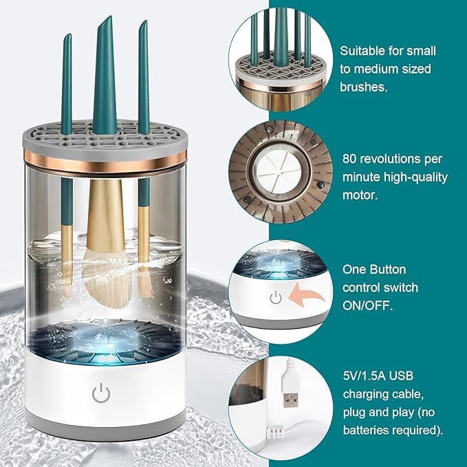 Electric Makeup Brush Cleaner & Dryer — 1-Button Deep Clean